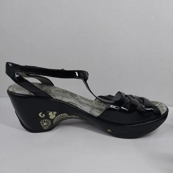 Jambu Sport Wedge Camden Size 9 M Glossy Black T-Strap Sandals Shoes - Picture 7 of 13